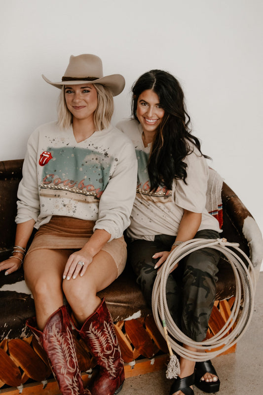 GINA PINK LABEL COWBOY NEON CREWNECK