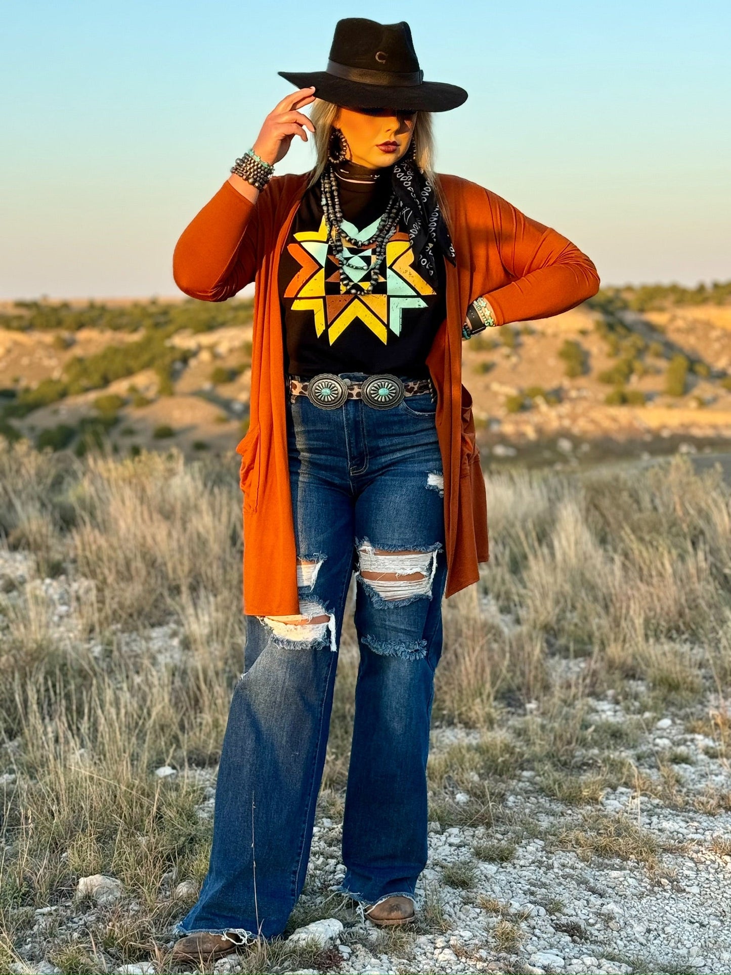 Quilted Aztec in Multicolor Ink Tee