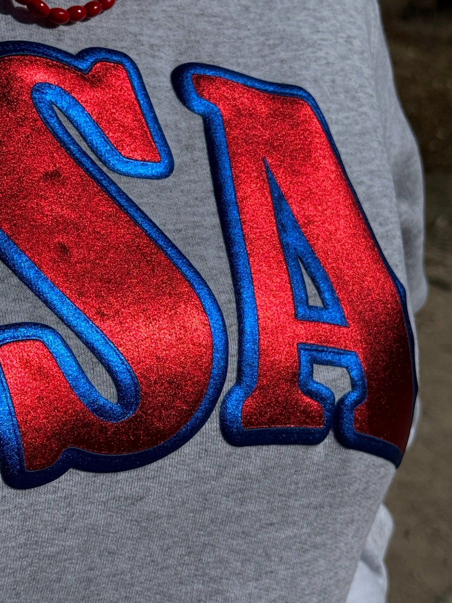 USA in Metallic Puff Sweatshirt