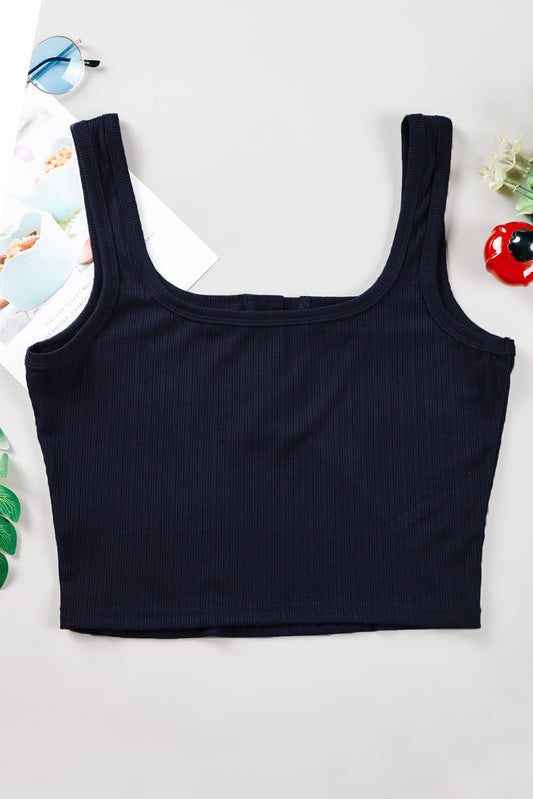 Knit Henley Crop Tank Top