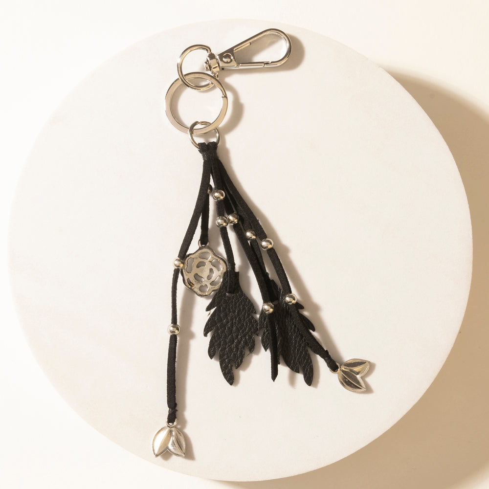 Myra Blackthorn Tassel Keychain in Velvet Black