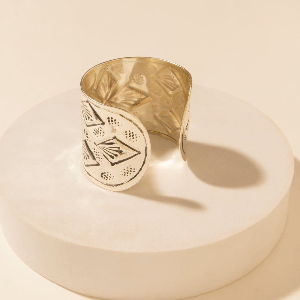 Myra Nomad Glyph Cuff in Mesa Silver