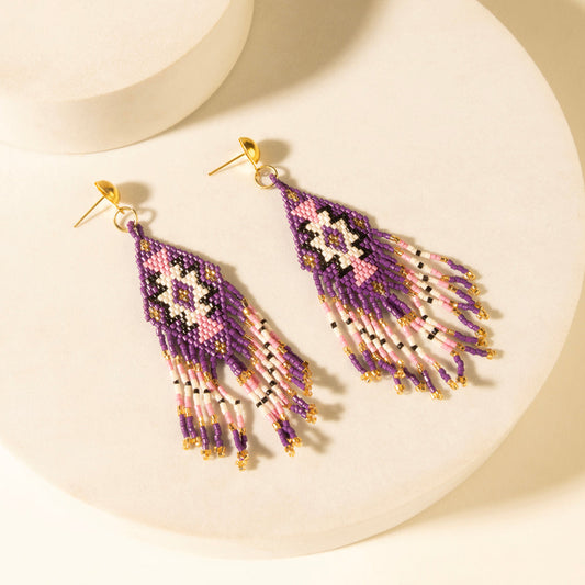 Myra Starfall Fringe Earrings in Wildberry