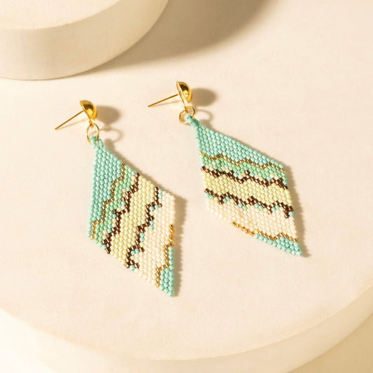 Myra Cactus Silk Chevron Drops in Turquoise