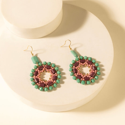Myra Medallion Earrings in Turquoise Plum