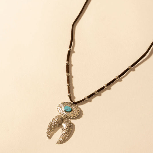Myra Windspur Feather Necklace in Desert Turquoise