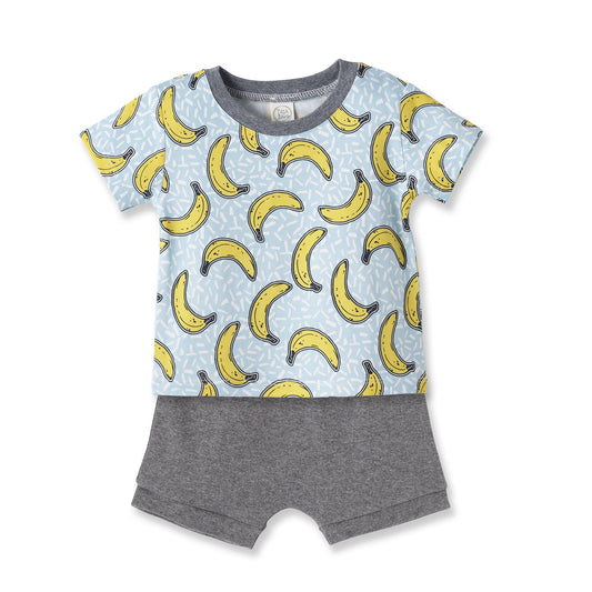 Banana Split Bamboo T-Shirt & Cotton Shorts Set for Boys