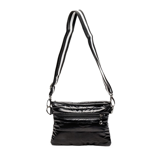 Black Padded Crossbody Belt Bag