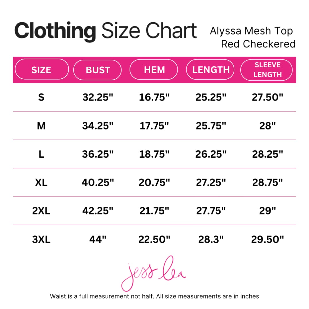 Alyssa Mesh Top- Red Checkered