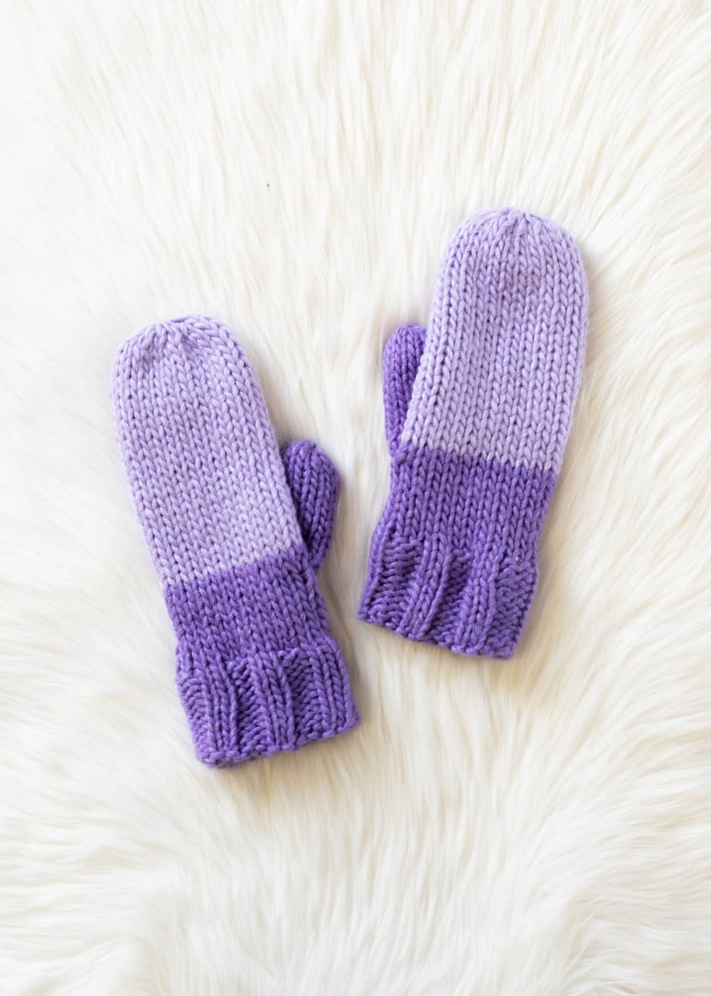 Lavender & Purple Color Block Knit Mittens