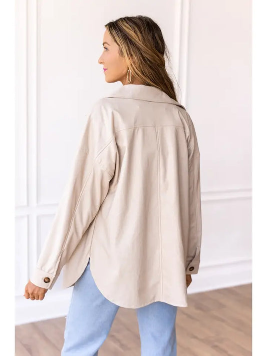 Champagne Sunset Faux Leather Shacket