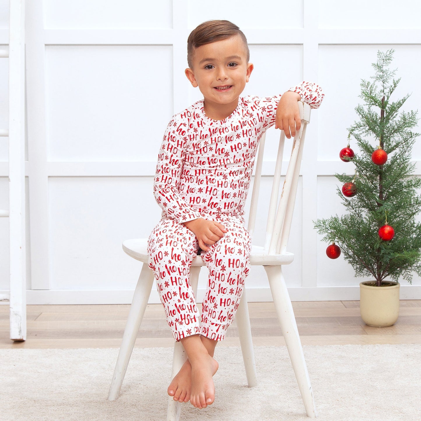 Christmas Ho-Ho-Ho Kids Bamboo Pajama Set-Family Matching