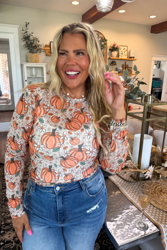 BLAKELEY Harvest Bloom Mesh Top