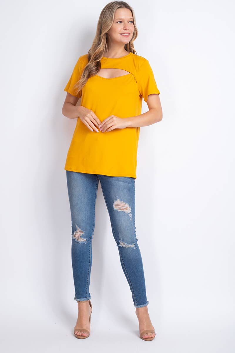 Cutout Open Front Top in Mustard