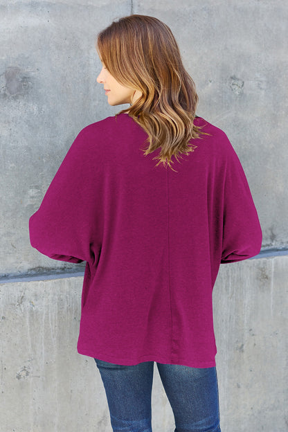 Double Take Full Size Round Neck Long Sleeve T-Shirt - Multiple Colors