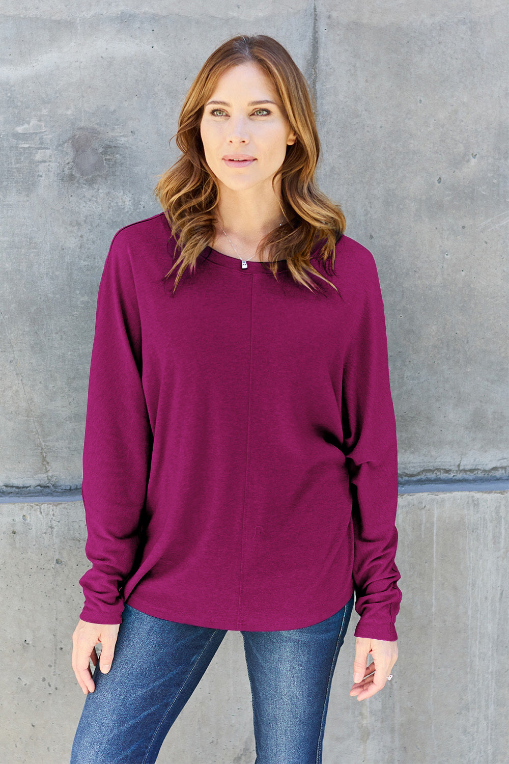 Double Take Full Size Round Neck Long Sleeve T-Shirt - Multiple Colors