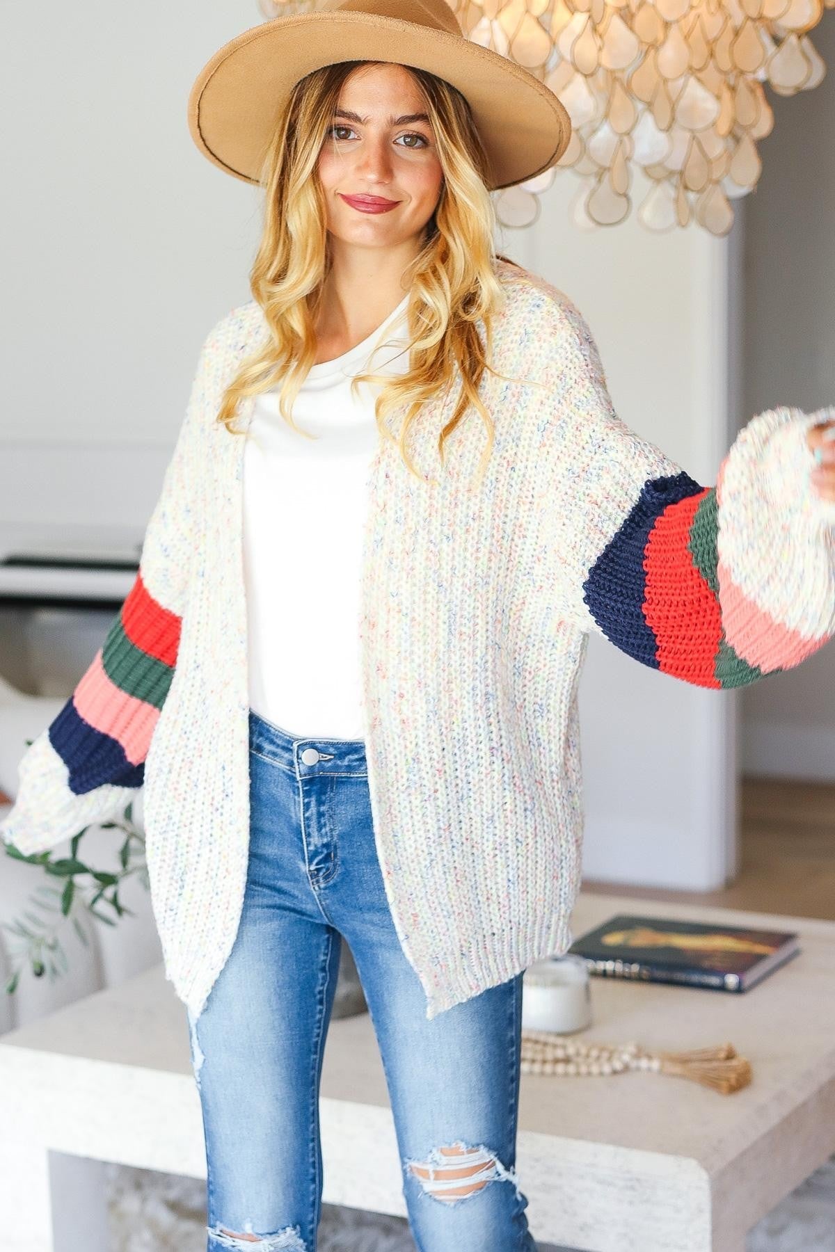 Sandy Multi Color Oversized Sweater Open Cardigan