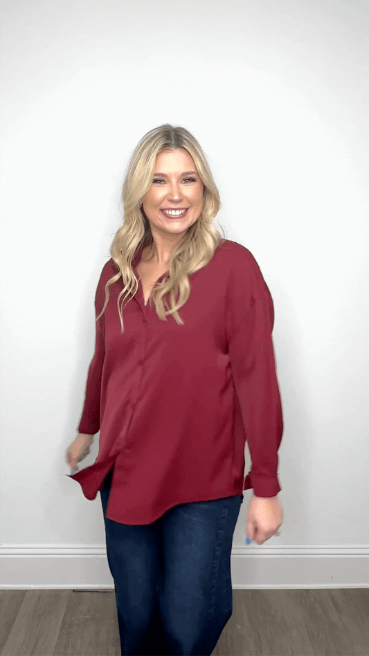 The Kathryn Button-Up, Maroon