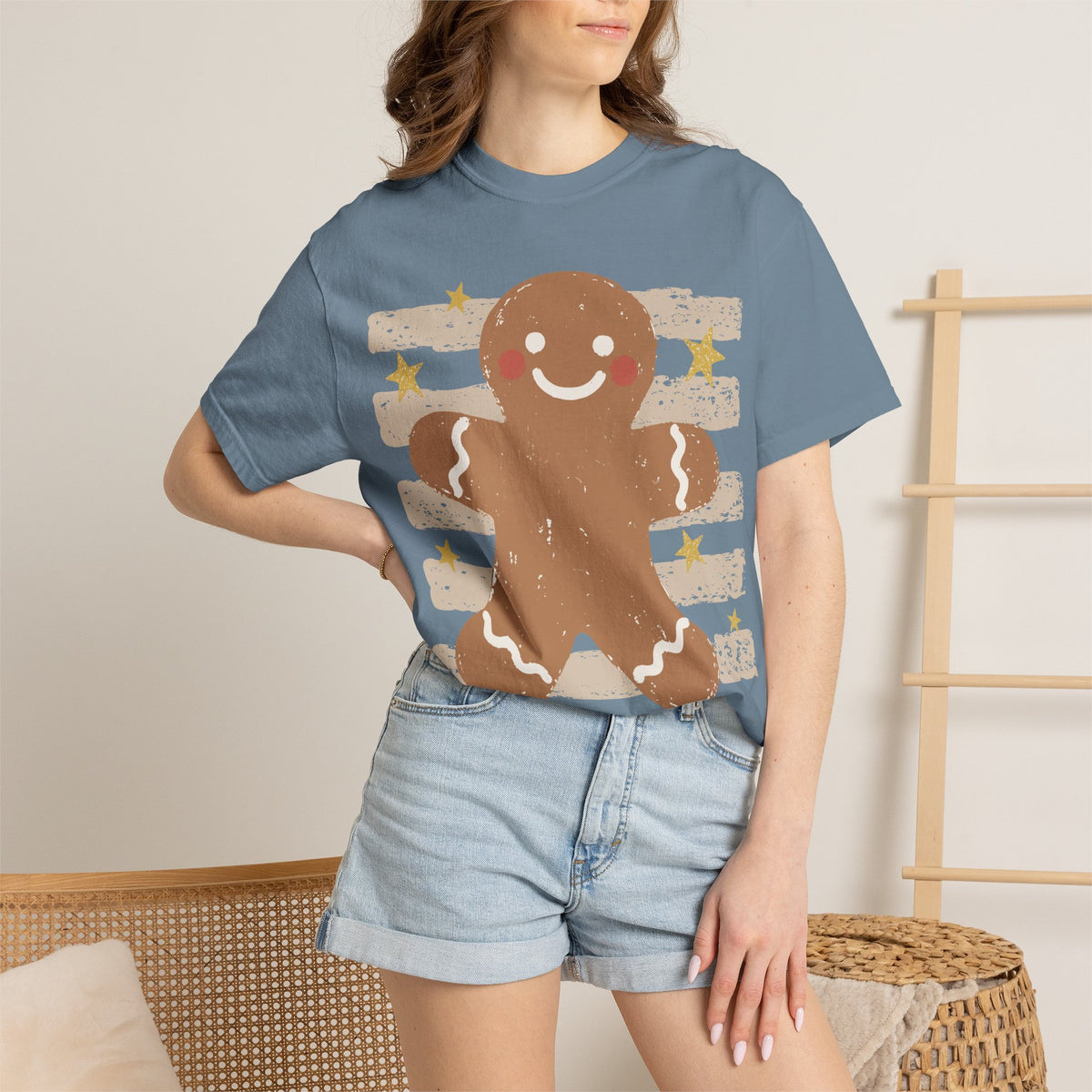 Gingerbread Cookie T-Shirt — Retro Striped Holiday Tee