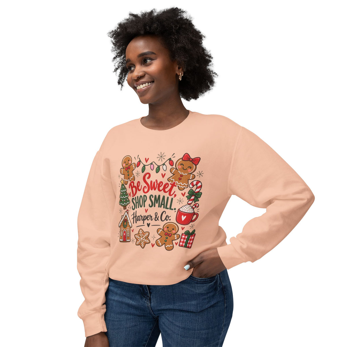 Be Sweet Shop Small Christmas Sweatshirt — Gingerbread Holiday Crewneck