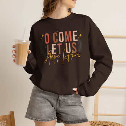 O Come Let Us Adore Him Christmas Crewneck Sweatshirt