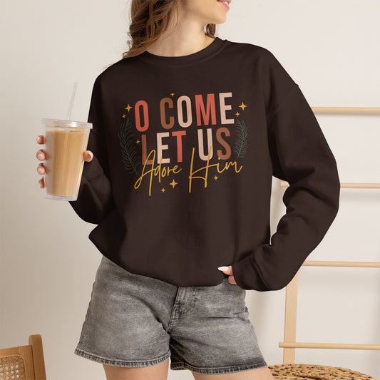 O Come Let Us Adore Him Christmas Crewneck Sweatshirt