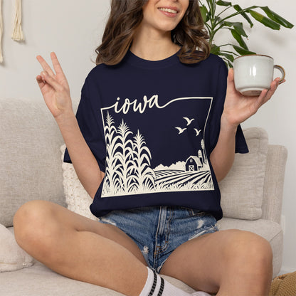 Copy of Iowa Farm Scene Crewneck Sweatshirt — Minimal Midwest Landscape