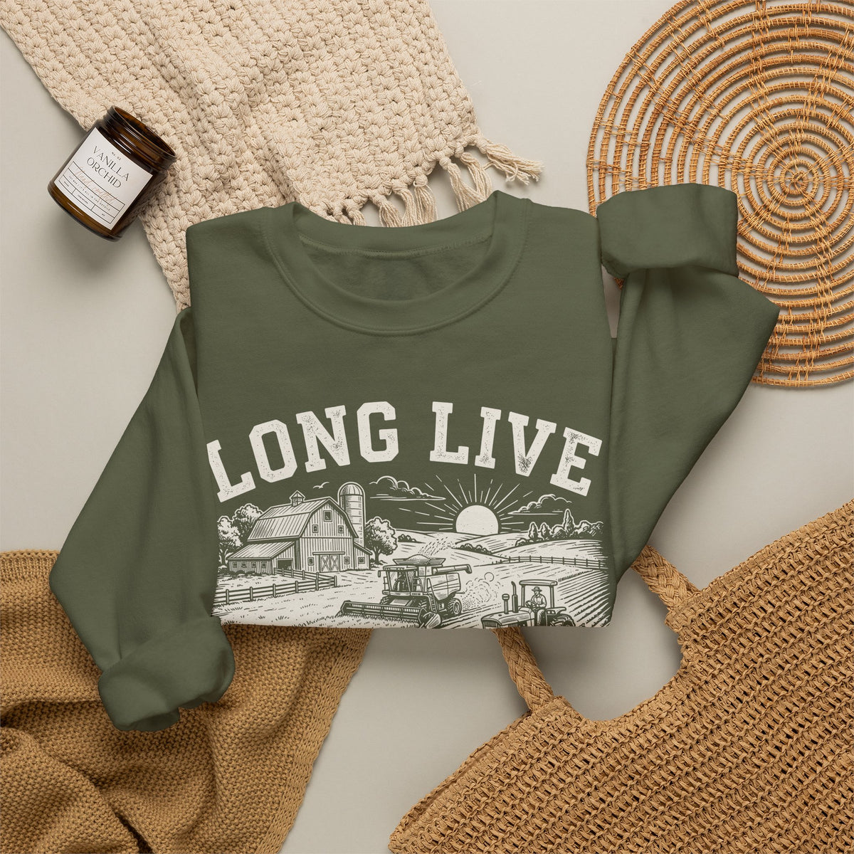 Long Live American Farmers Sweatshirt – Vintage Farm Scene Crewneck