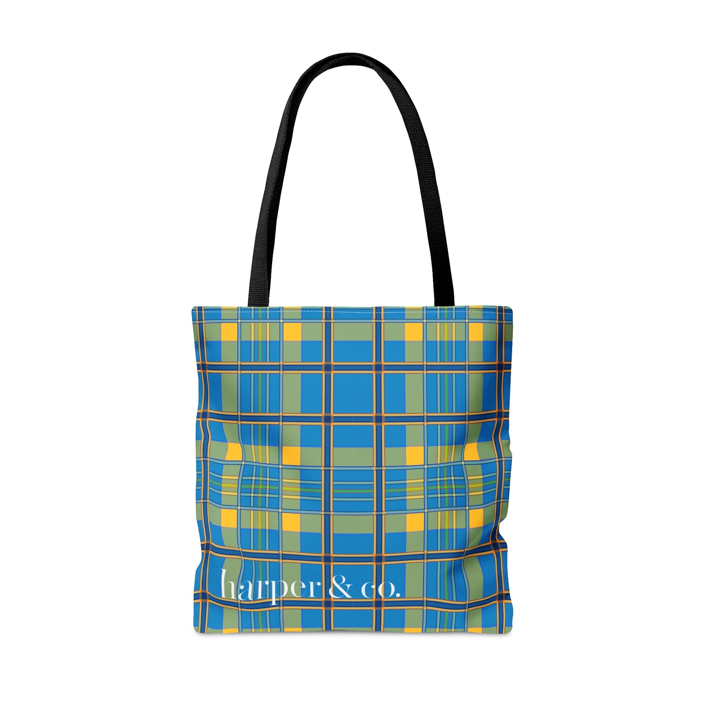 Turquoise Plaid Tote Bag