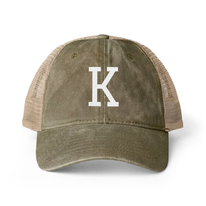 Personalized Initial Women's Washed Mesh-Back Cap