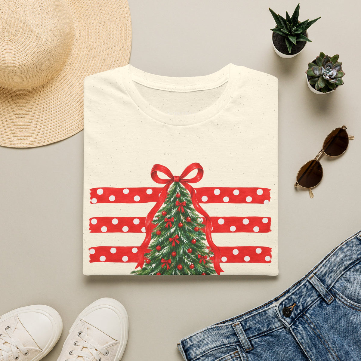 Christmas Tree Ribbon Flag T-Shirt