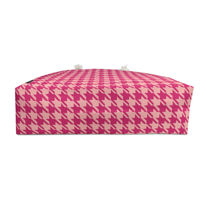 Pink Houndstooth Weekender Bag