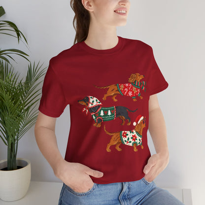 Dachshund Trio Christmas Sweater Tee