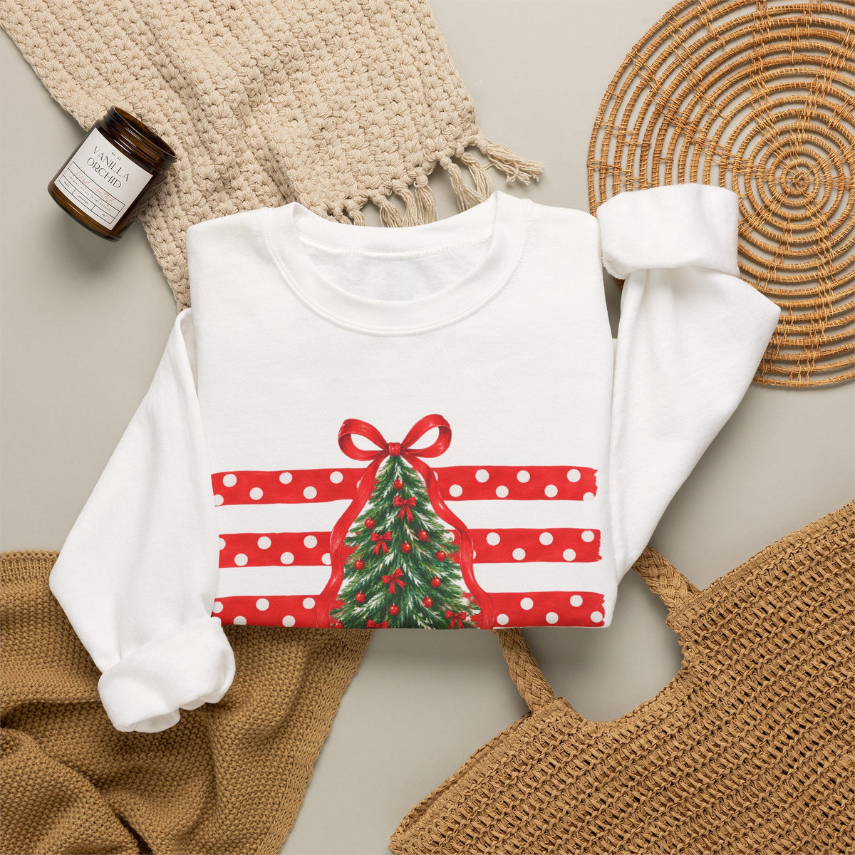 Christmas Tree Ribbon Crewneck Sweatshirt