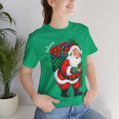 Vintage Santa 'Believe' Christmas Tee