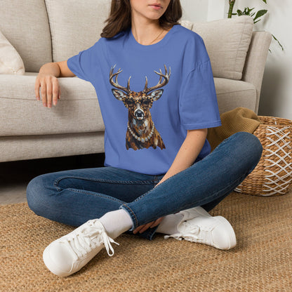 Glam Deer Head Graphic T-Shirt — Rustic Buck Wildlife Tee