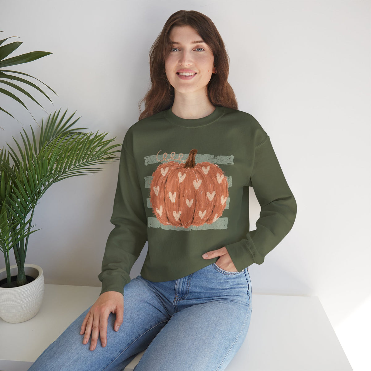 Pumpkin Hearts Crewneck Sweatshirt