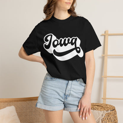 Iowa Retro Script T-Shirt — Vintage State Pride Tee