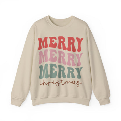 Merry Merry Merry Christmas Jersey Sweatshirt Full Size