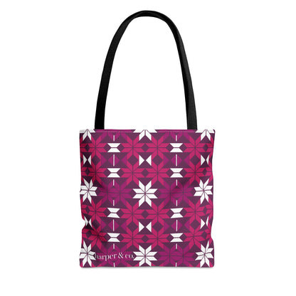 Raspberry Quilt Block Tote Bag (AOP)