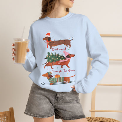Dachshund Through the Snow Christmas Winter Jersey Sweatshirt