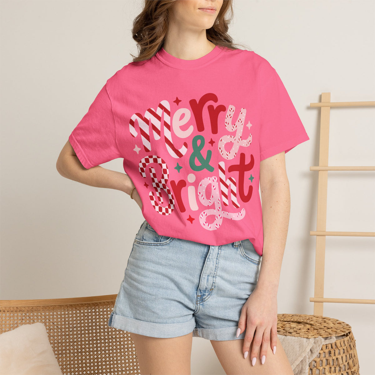 Merry & Bright Holiday T-Shirt — Festive Christmas Graphic Tee