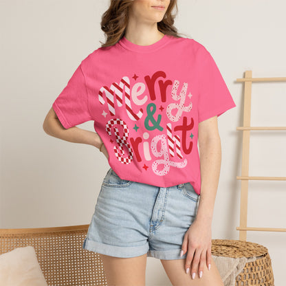 Merry & Bright Holiday T-Shirt — Festive Christmas Graphic Tee