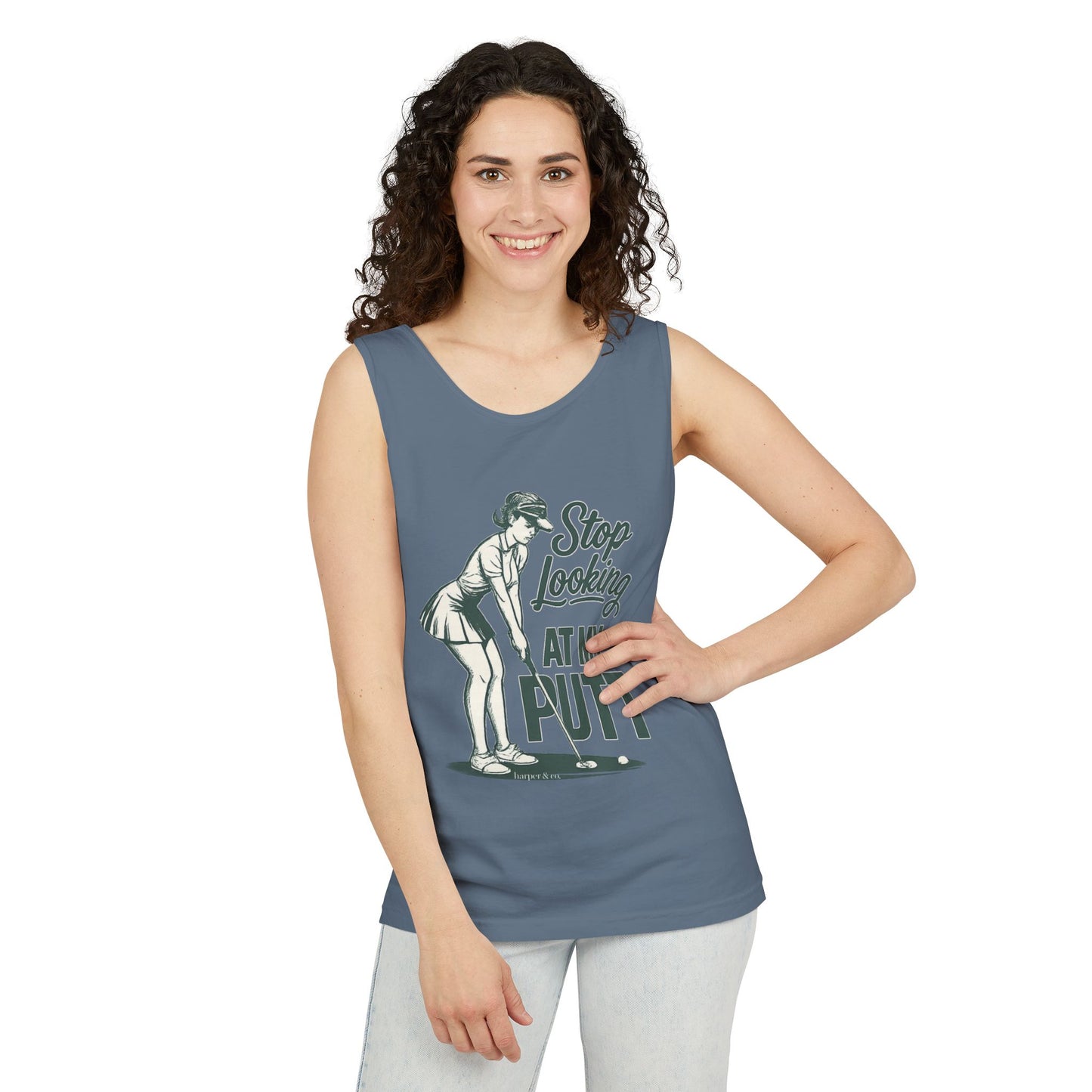 Golf Tank Top — "Stop Looking at My Putt" Funny Golfing Tank