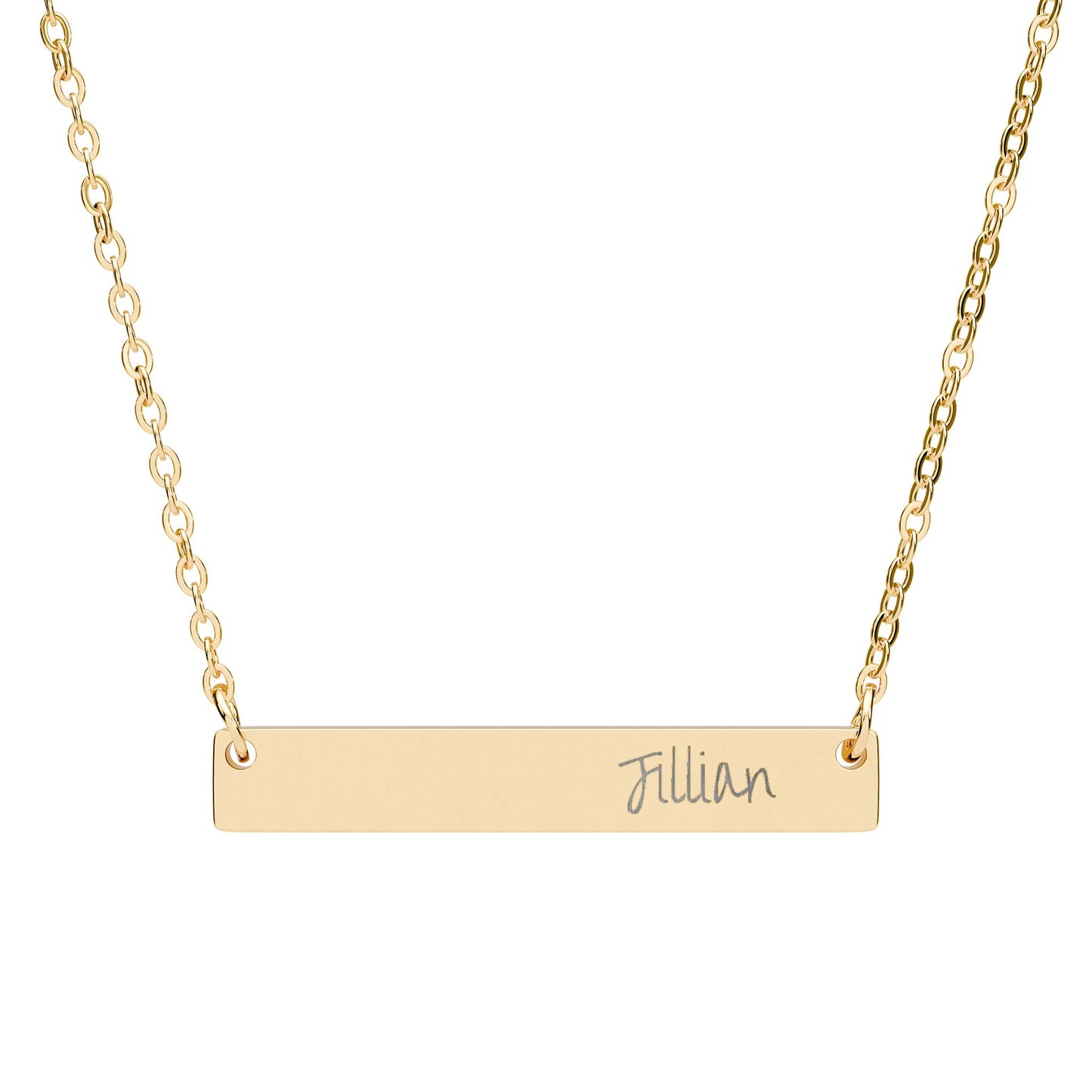 Engraved Horizontal Bar Necklace — Personalized Name Pendant