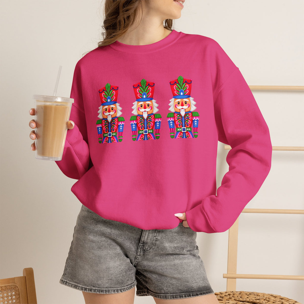 Nutcracker Crewneck Sweatshirt — Festive Triple Nutcracker Holiday Pullover