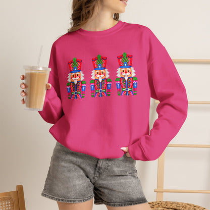 Nutcracker Crewneck Sweatshirt — Festive Triple Nutcracker Holiday Pullover