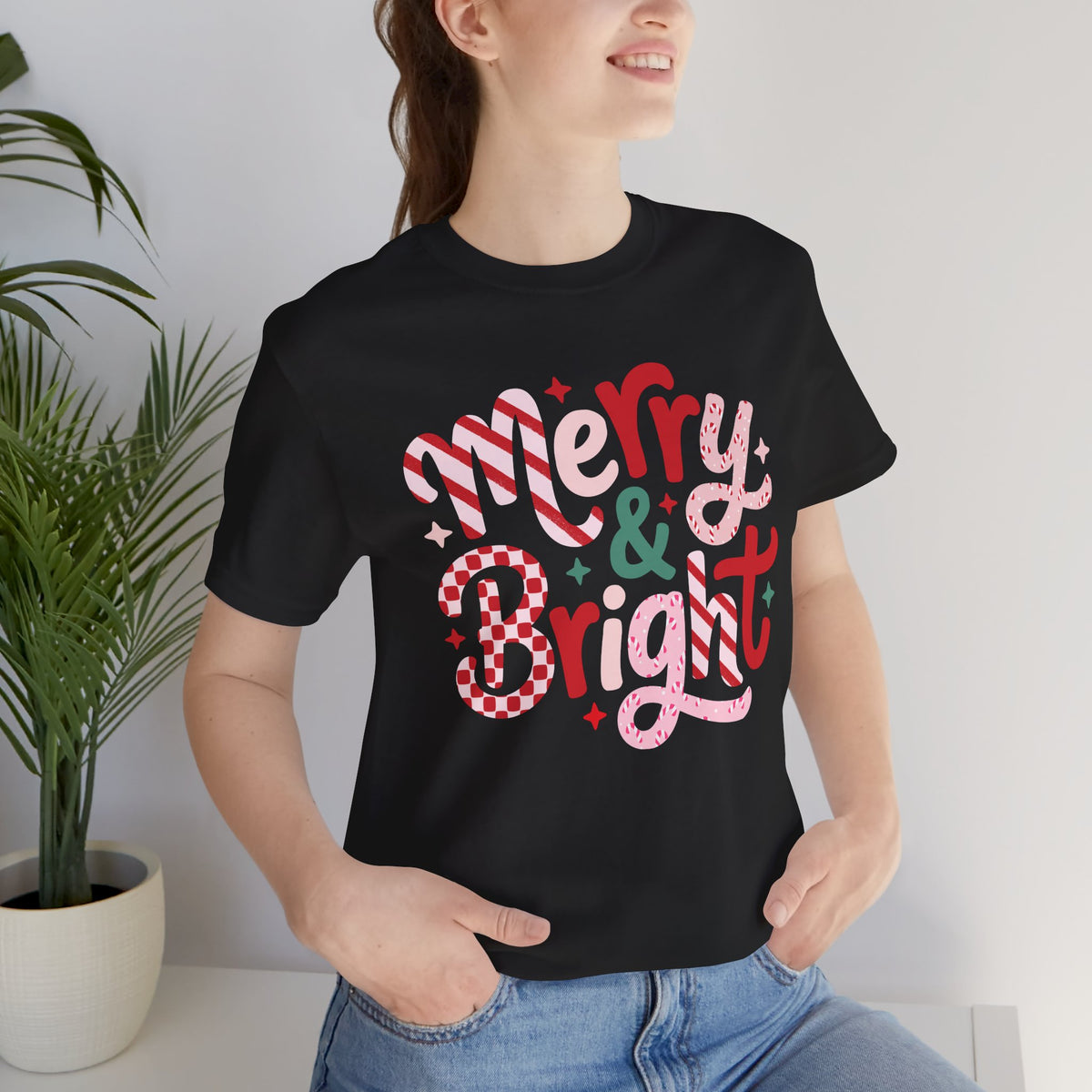 Copy of Winter Snowflakes Graphic Tee — Blue Striped Holiday T-Shirt