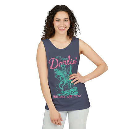 Life's Tough Darlin But So Are You Tank — Western Cowgirl Inspirational Graphic Tank Top