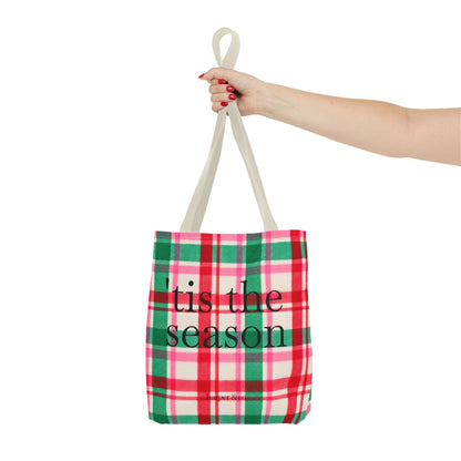 Christmas Plaid Tote Bag - 'Tis the Season Holiday Market Bag